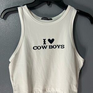 SHEIN White Tank Top I ❤ COWBOYS